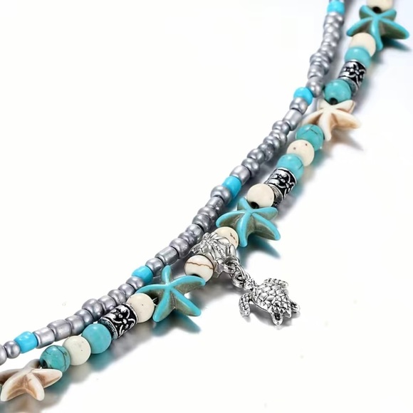 Beaded Turtle Ankle Bracelet - Picture 2 of 3